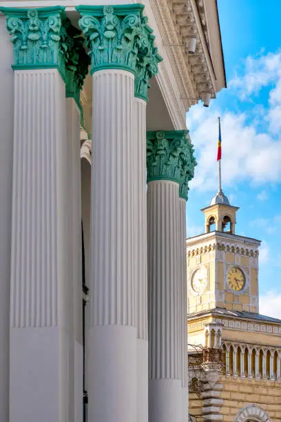 Columns of the Organ hall and the Chișinău City Hall, Chişinău, Moldova