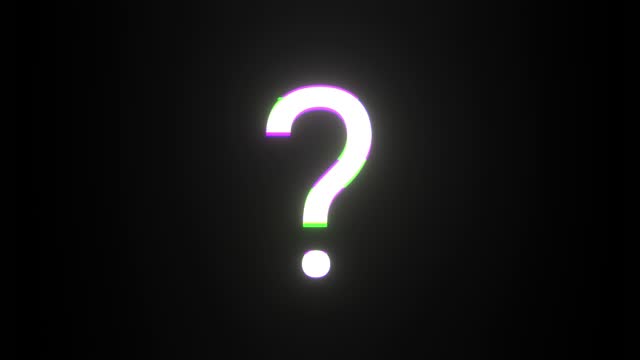 Question mark symbol glitch animation on black