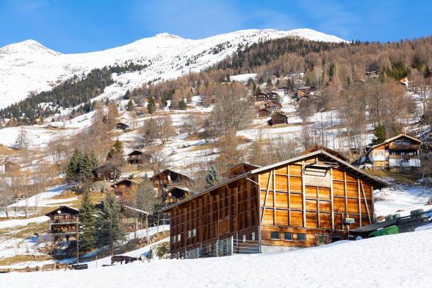 Scenic view of hamlet Bodmen, Swiss Alps