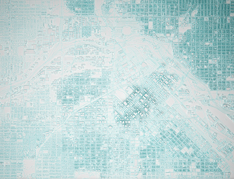 simplified map of the city of Denver aerial view. 3d rendering
