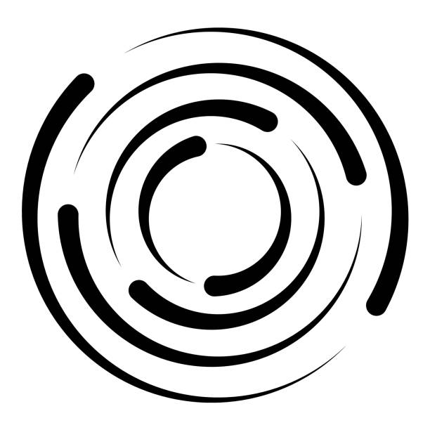 ilustraciones, imágenes clip art, dibujos animados e iconos de stock de radio de línea de remolino de círculo concéntrico, icono de rotación de círculo - sistema de havers