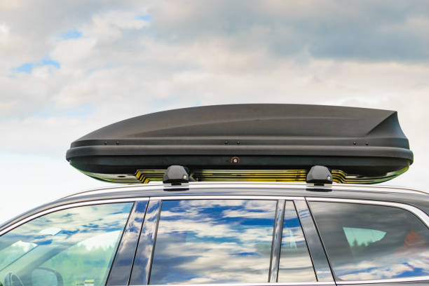 istock Trunk box fixed at roof top of the car 1377656825