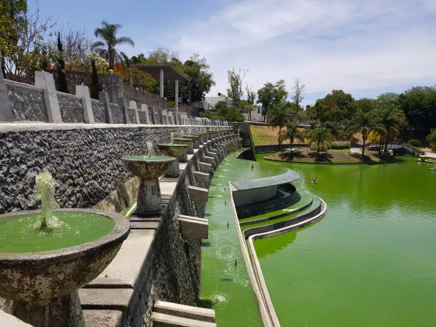 Photo of Side shot of the multi-tiered fountains at Alcalde park in Guadalajara