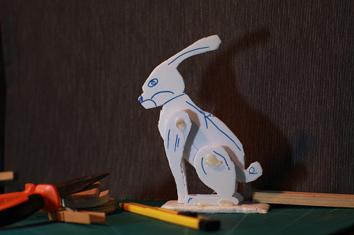Board White Rabbit Toy White Rabbit Toy On The Desktop Stock Photo - Download Image Now - Art ...