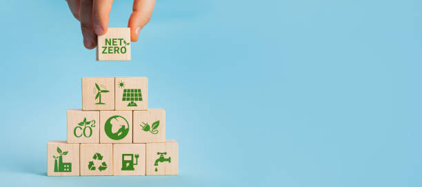 istock Net zero and carbon neutral concept. Net zero greenhouse gas emi 1377685147