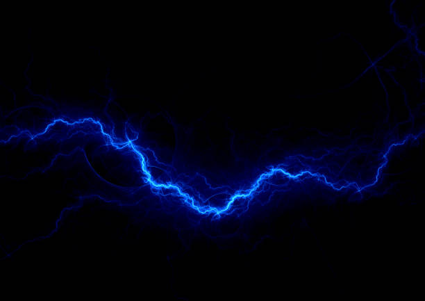 istock Blue fractal lightning background, electrical abstract 1377694819