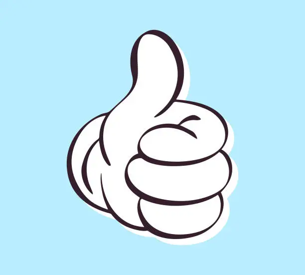 Vector illustration of Thumbs up cartoon style drawing