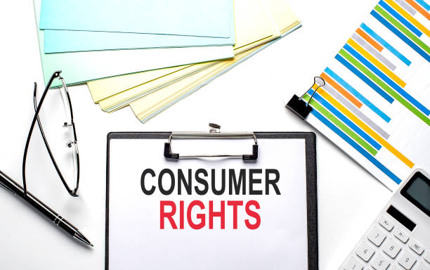 istock CONSUMER RIGHTS text on paper sheet with chart,color paper and calculator 1377710533