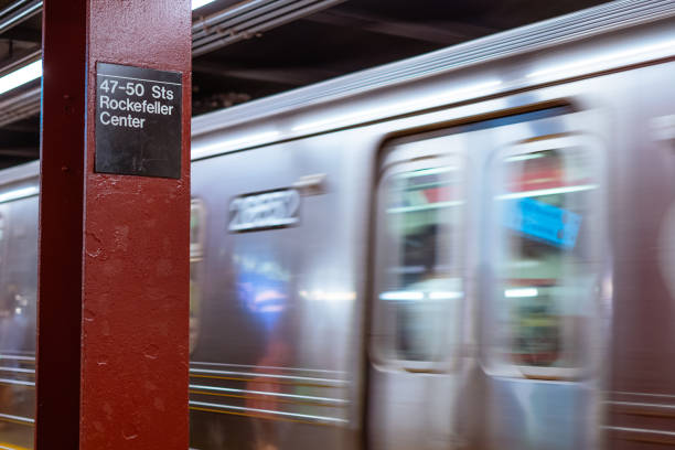 istock Train arriving at 47th-50th Streets-Rockefeller Center Station. 1377718576