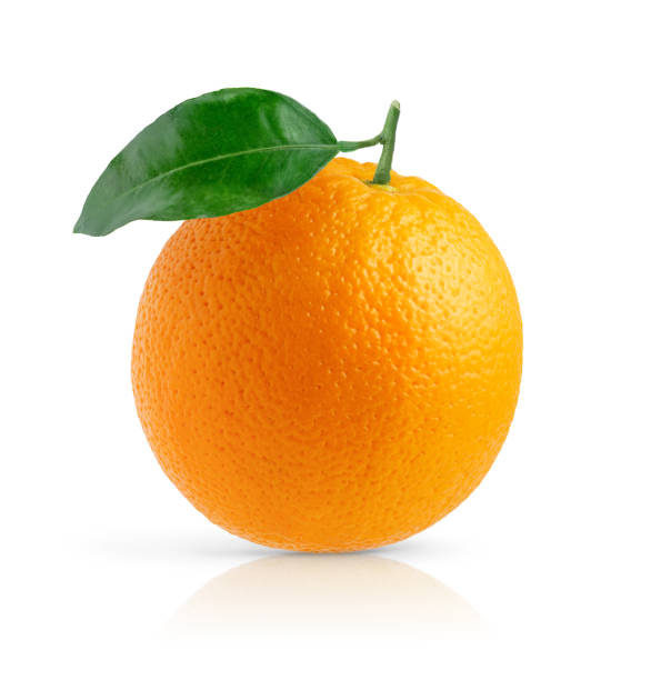 istock Orange fruit with green leaf isolated on white background with clipping path. 1377732300
