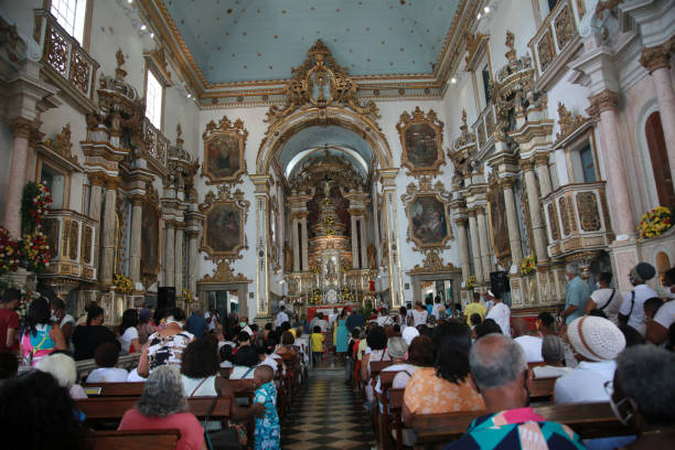 salvador, bahia, brazil - december 13, 2021: Faithful celebrate Santa Luzia day - Patron of ophthalmologists and protector of vision - in the city of Salvador.