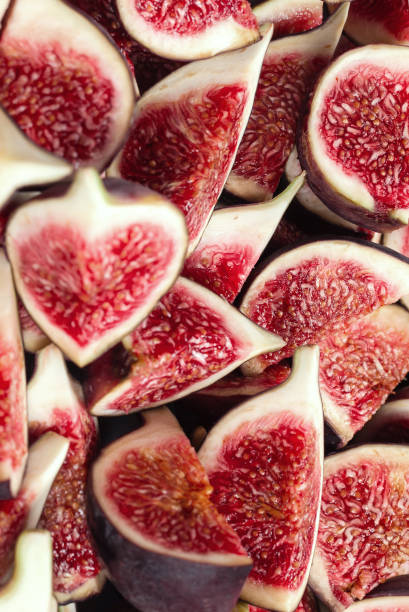 istock Tasty figs background. Top view. 1377805001