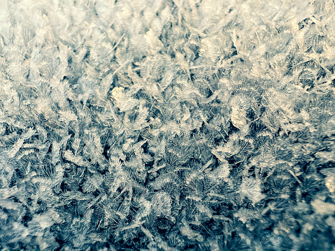 Beautiful ice crystals on a car roof.