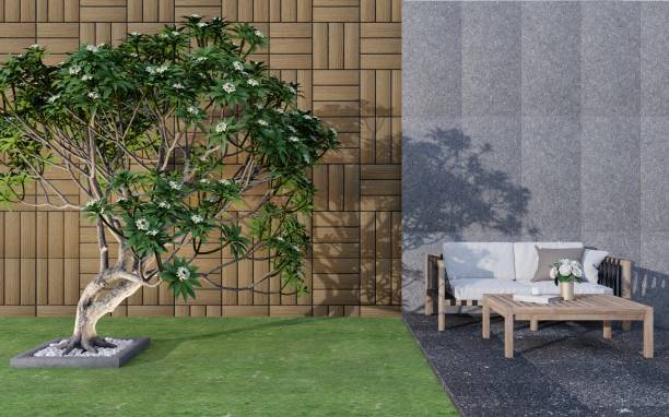 istock Mockup outside the garden with seating for relaxing vegetables 1377833024