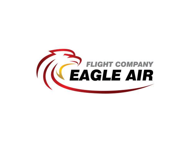 ilustraciones, imágenes clip art, dibujos animados e iconos de stock de cabeza de águila como logotipo de flight airways - lanzarse al suelo