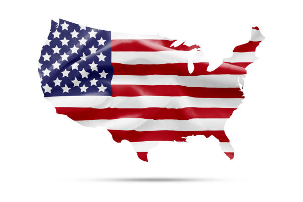 united states map isolated on white background national flag pattern texture.clipping path