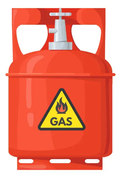 Vector illustration of Gas container. Red metal fuel barrel icon