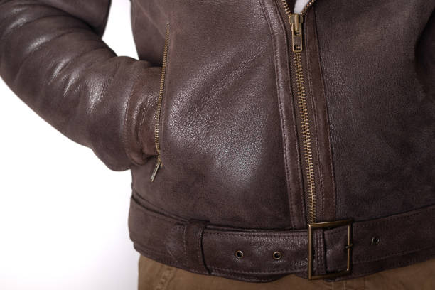 istock Dark brown men's leather jacket stock photo 1377900204