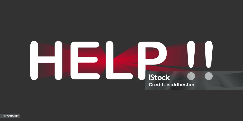 Red Help Font Help Word With Red Light Effect Typography Calligraphy Isolated On ...