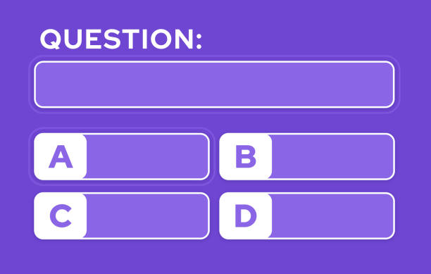 Multiple Choice Question Multiple choice question asking and answering a question that has four possible answers. trivia stock illustrations