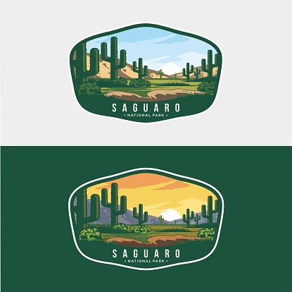 Saguaro Nasional National Park patch icon illustration