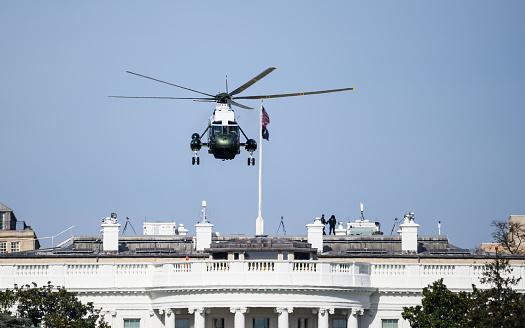 Marine One taking off over the white house