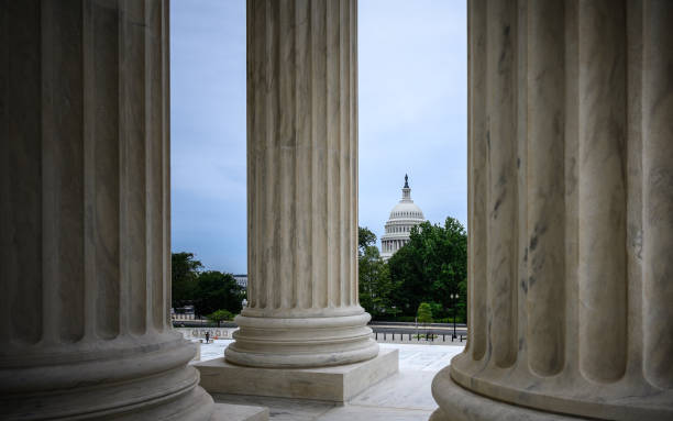 Capitol from Supreme Court Capitol Dome from Supreme Court capitol hill stock pictures, royalty-free photos & images