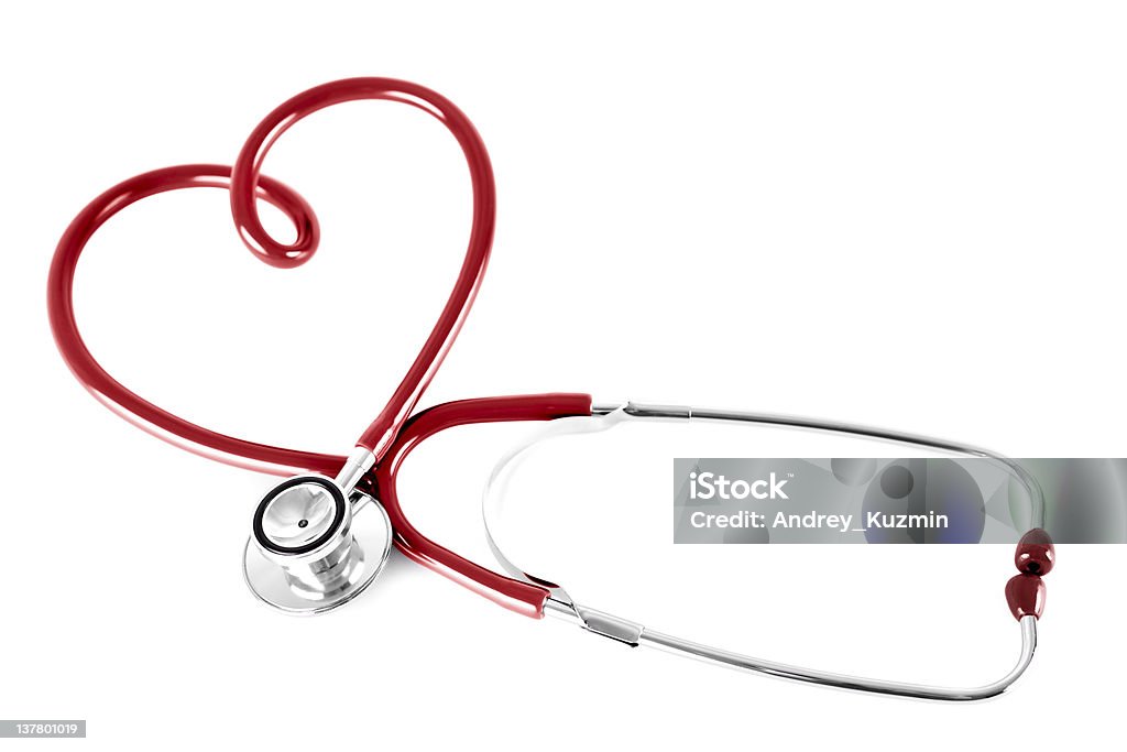 stethoscope in shape of heart, isolated on white Heart Shape Stock Photo