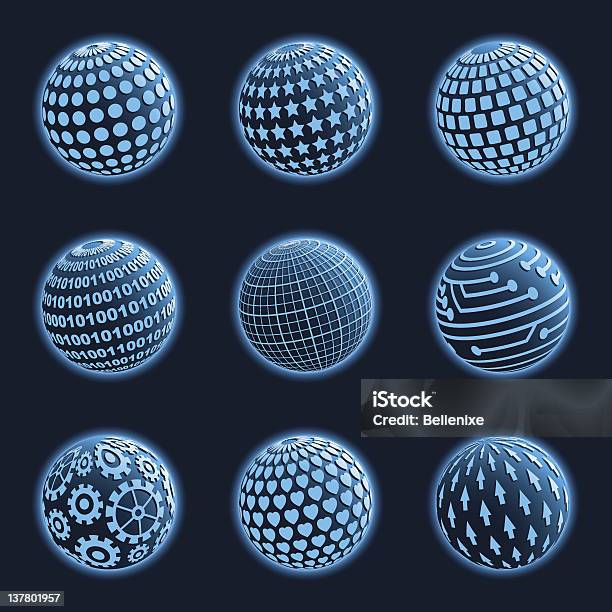 Голубая Планета Иконки Набор Векторная Иллюстрация — стоковая векторная графика и другие изображения на тему Абстрактный