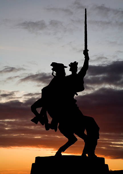istock Bratislava - king Svatopluk statue by castle 137802021