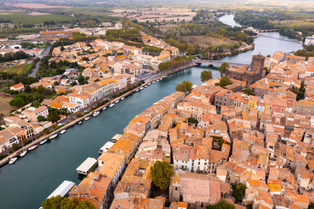 istock View from drone of French town Agde 1378028729