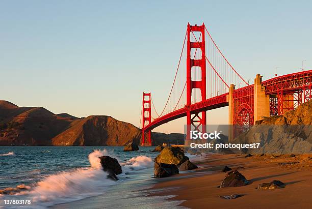 Golden Gate Bridge Stock Photo - Download Image Now - Beach, California, Famous Place