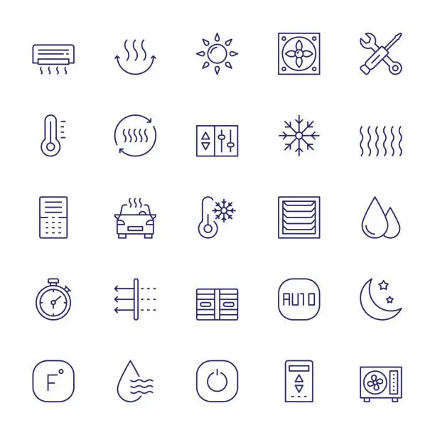Vector illustration of Air Conditioning Editable Stroke Line Icons
