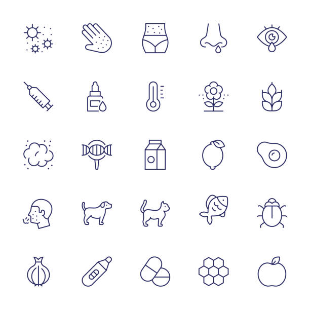 Allergy Editable Stroke Line Icons Allergy Vector Style Editable Stroke Line Icons allergy stock illustrations