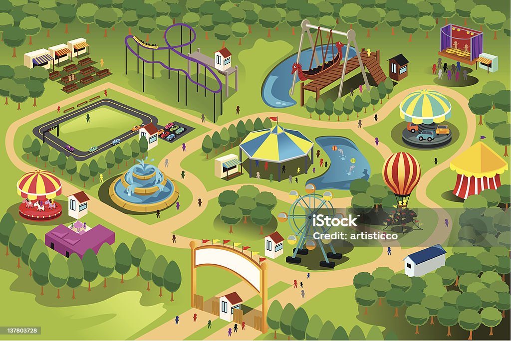 Парк развлечений карта - Векторная графика Парк культуры и отдыха роялти-фри