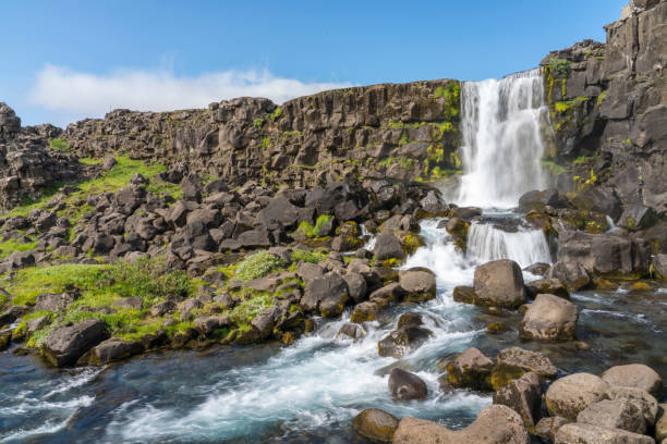 istock Oxararfoss waterfall at Mid-Atlantic Ridge, Iceland 1378041833