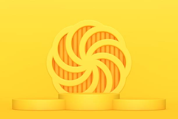 istock Yellow blank scene, empty stage for product presentation 1378049957