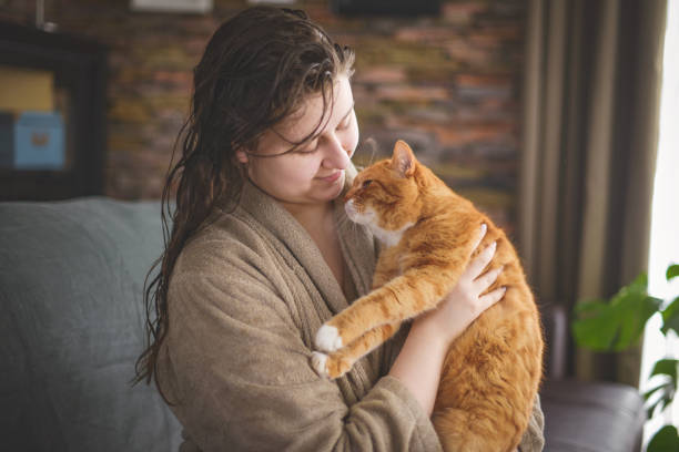 istock young woman sitting on sofa with cat 1378050469