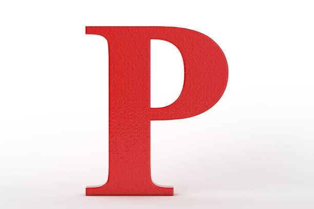 buchstabe p rot auf weißem hintergrund - letter p alphabet three dimensional shape red stock-fotos und bilder