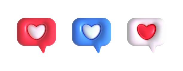 istock 3d like heart icon speech bubble. Social media icons different shapes .Message love box,follow, button, like favorite element . Vector realistic illustration 1378060559