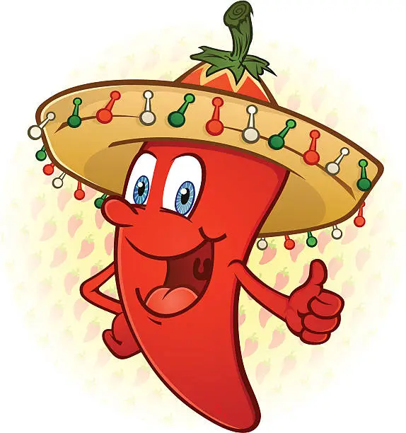 Vector illustration of Sombrero Pepper Thumbs Up