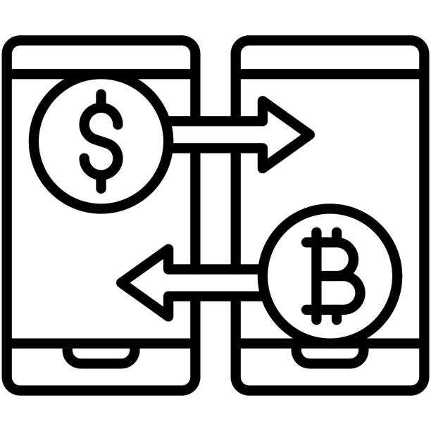 значок перевода, векторная иллюстрация, связанная с bitcoin - tranfer stock illustrations