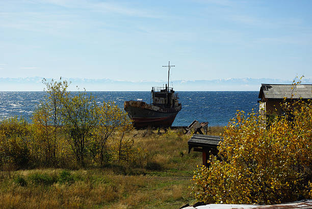 istock Wreck in front of Baikal Lake 137809698