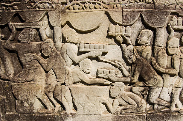 istock Ancient Khmer carving food trays 137809717