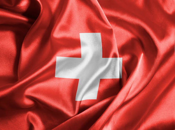 istock Swiss flag silk closeup background 1378117854