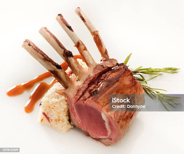 Lamb Rib Meal With The Bone Exposed Stock Photo - Download Image Now - Animal, Cooking, Couscous