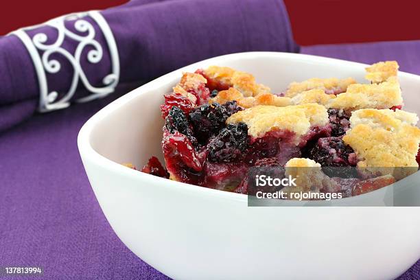 Berry Cobbler In A Bowl Stock Photo - Download Image Now - Cobbler - Dessert, Blackberry - Fruit, Berry Fruit