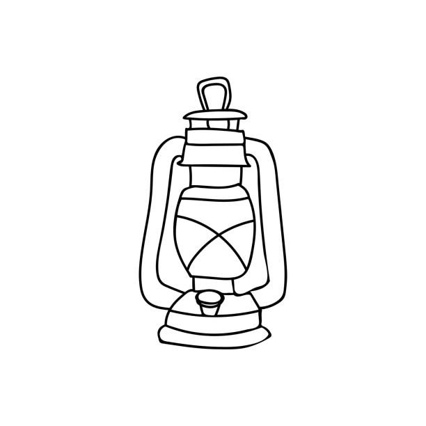 灯油ランタン落書きイラストをベクターで。ベクトルで手描き灯油ランタンアイコン。ベクトルの落書きキャンプランプアイコン - oil lantern点のイラスト素材／クリップアート素材／マンガ素材／アイコン素材