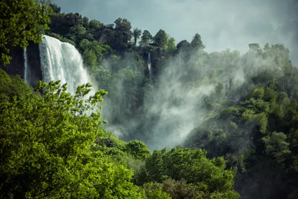 Cascata delle Marmore, a waterfall form by Velino river in central Italy, near Terni, Umbria
