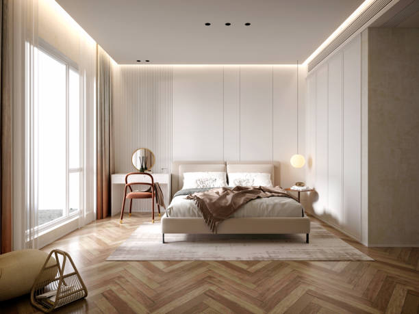 istock 3d render of modern hotel room 1378217567
